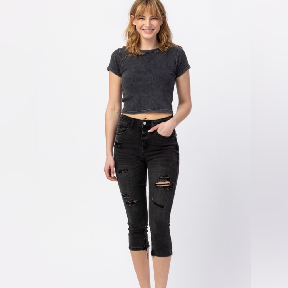 Judy Blue Catalina Denim Capri Jeans - Vintage Black